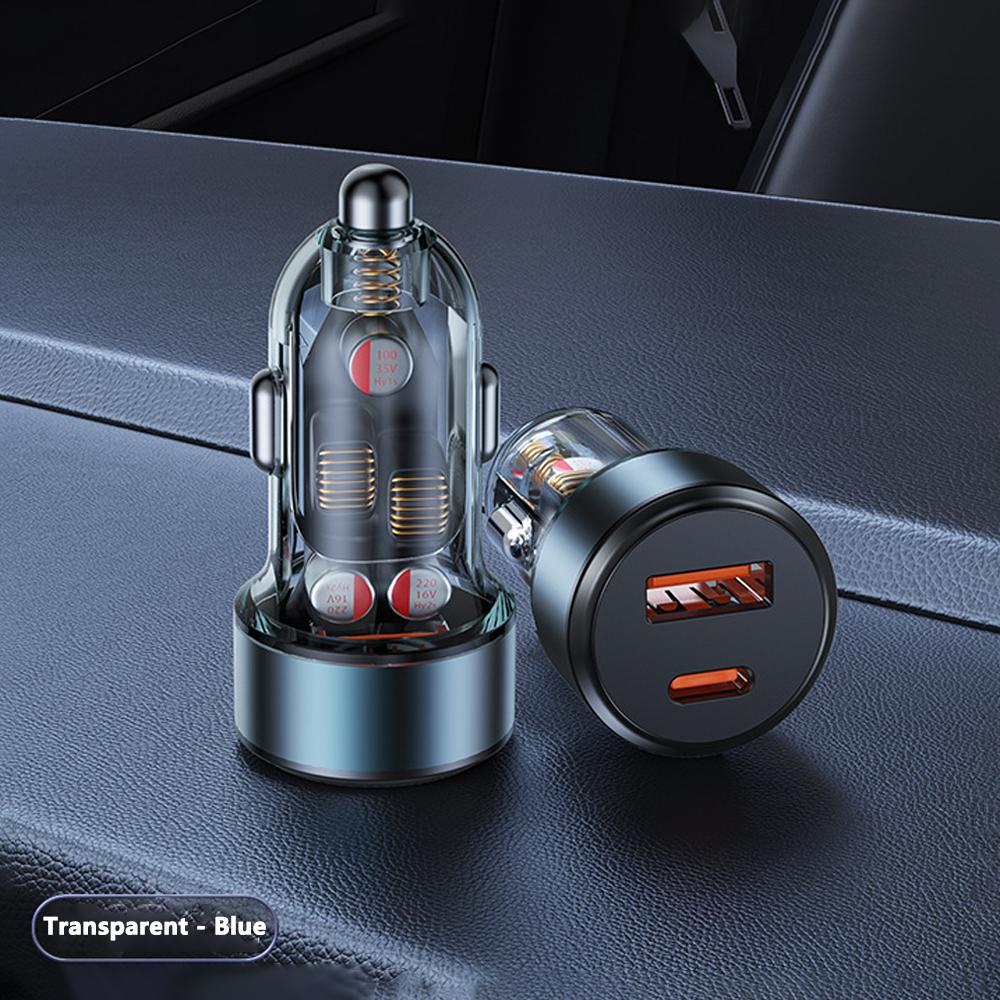 100W Mini Pull Ring Car Charger PD30W QC3.0 Fast Charging USB Type C Car Phone Charger Adapter for Xiaomi Samsung Huawei