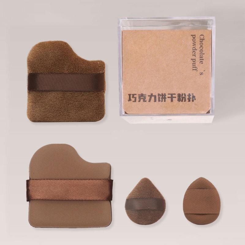4/6 Pieces Small Thumb Cosmetic Puff Chocolate Biscuit Powder Puff Wet Dry Finger Powder Puff  Makeup Tool