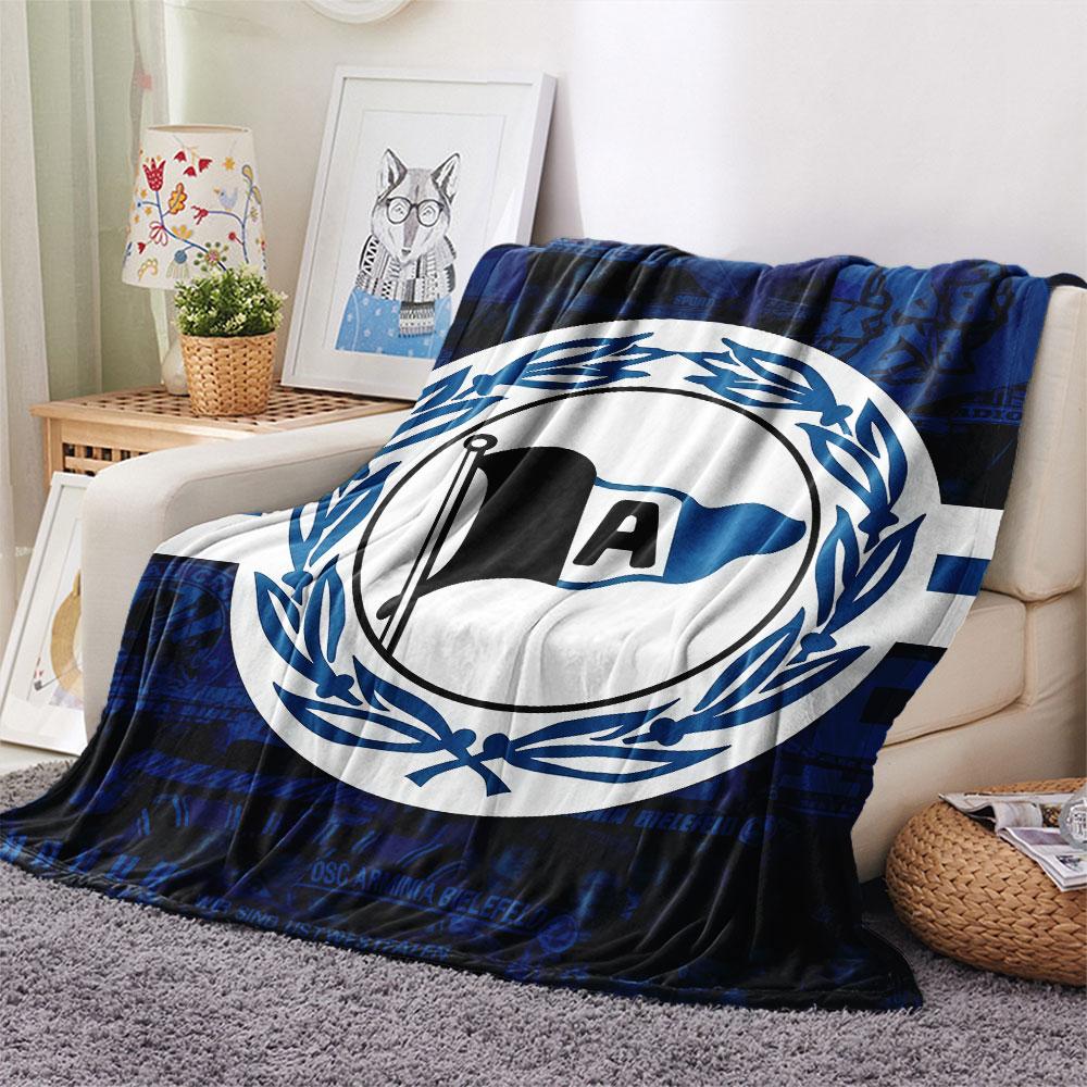DSC Arminia Bielefeld Printed Flannel Blanket, Soft Throw for Bedroom Sofa, Washable,soccer Fan Merchandise, Great Gift.