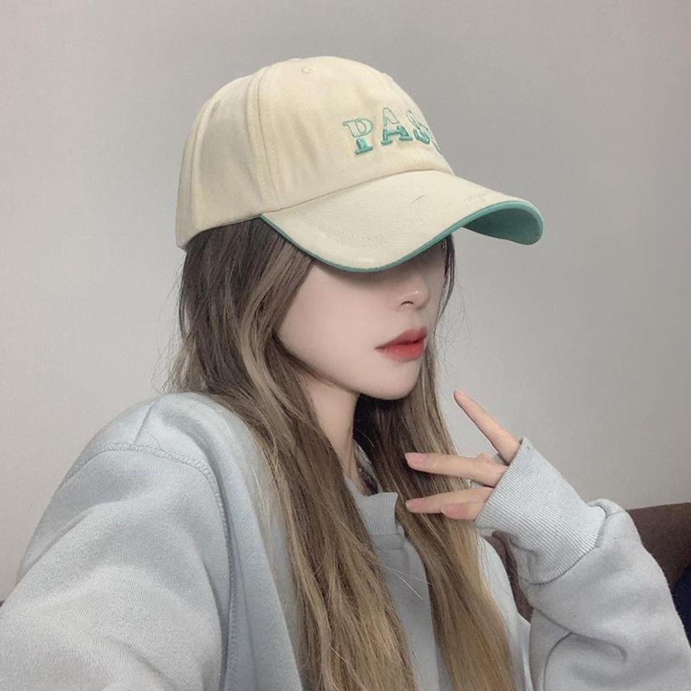 Letter Embroidery Tattered Jeans Sun Hat Cotton Peaked Cap Simple American Retro  Baseball Cap  Men