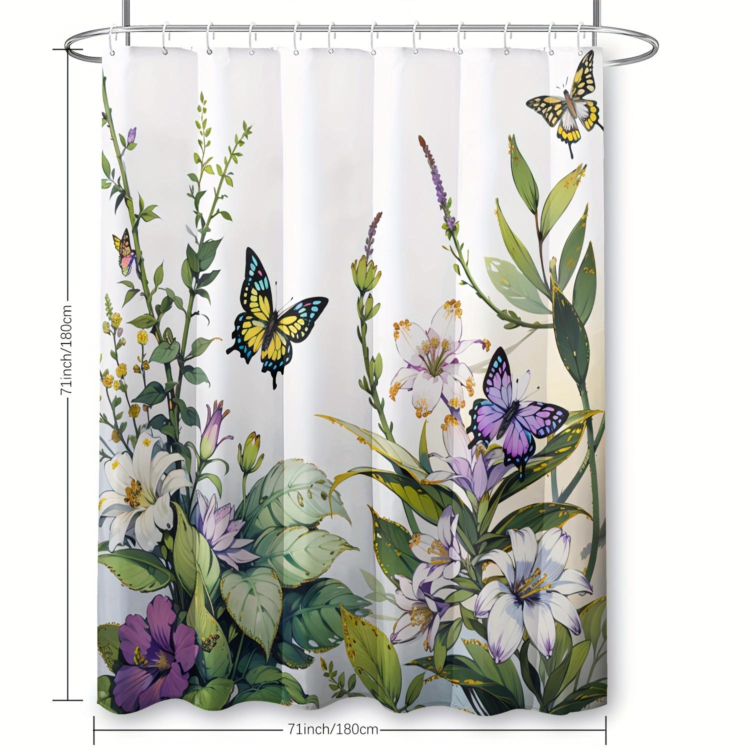 

Комплект штор Цветы и бабочки - Водостойкий, с крючками, 70,87 дюйма, Всесезонный W90XH180cm