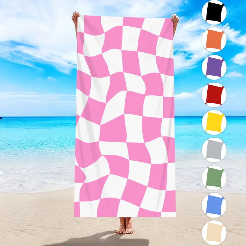 1pc fashionable colored checkered beach towel, quick drying absorbent swimming beach towel, available in multiple colors