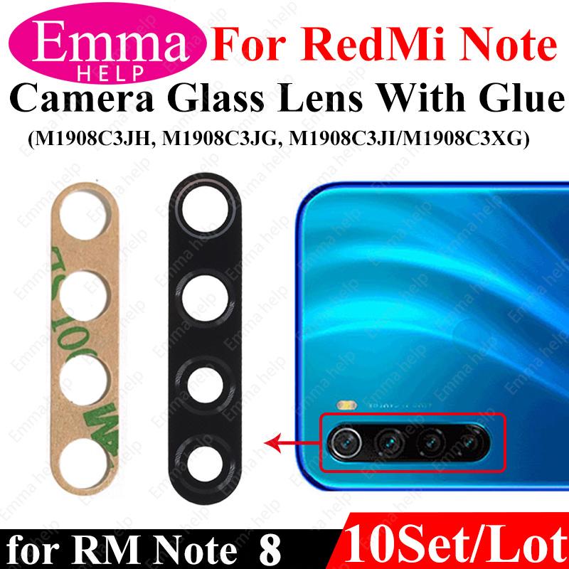 10Pcs Camera Lens For Xiaomi Redmi Note 9 Pro Max 9s 8 8t 7 7Pro Note10 5G 10t Back Camera Glass With Glue Adhesive