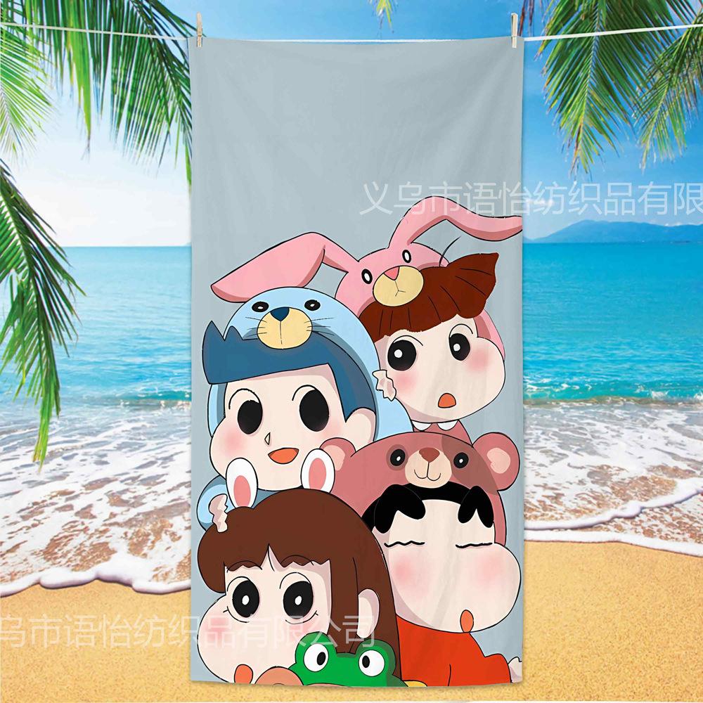 Extra Large Kids Quick Dry Bath Towel Cartoon Character Digital Print Double Sided Flannel Microfiber Beach Towel