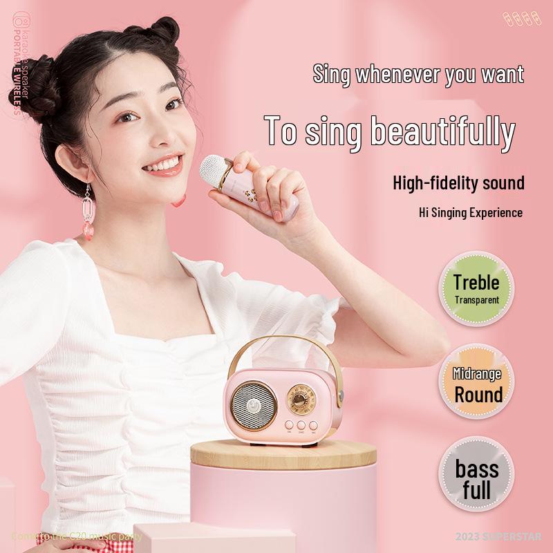 Retro Bluetooth Speaker with Integrated Portable Microphone - Mini Wireless Speaker Gift