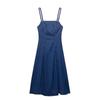 Elegant Summer Denim Midi Spaghetti Strap Dress for Women