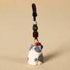 Weave Rope Wood Kitty Dolls Pendant Flower Car Keyring Wooden Carved Cat Keychain  Girl/Boy