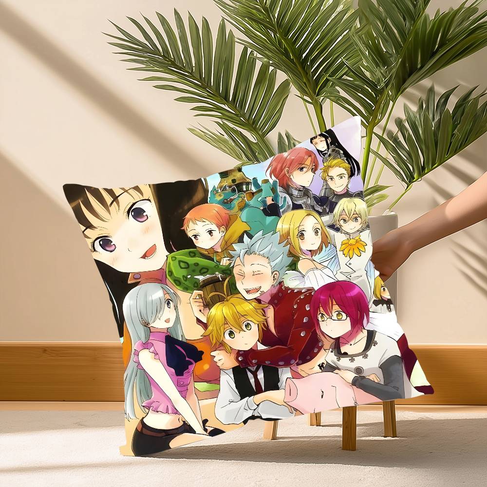 

Cartoon 7 D-Deadly S-SinsS Pillow Case Soft Plush Fabric Double Sided Print Decorative Home Living Room Gift Cushion Cover 12x12Inch