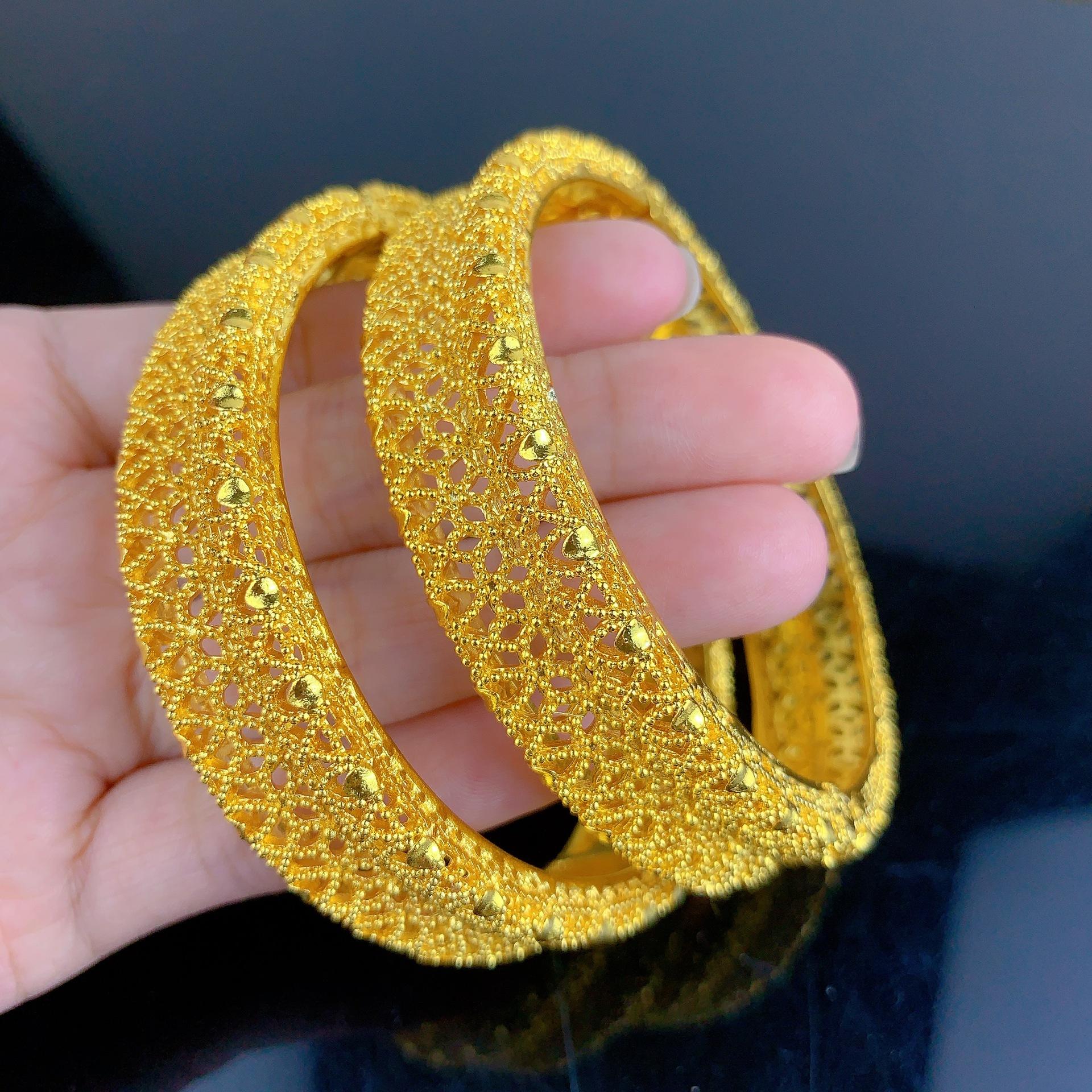 2026 Роскошный женский открытый браслет Дубайская невеста Индийский легкий роскошный женский свадебный браслет 18CM quantity 1