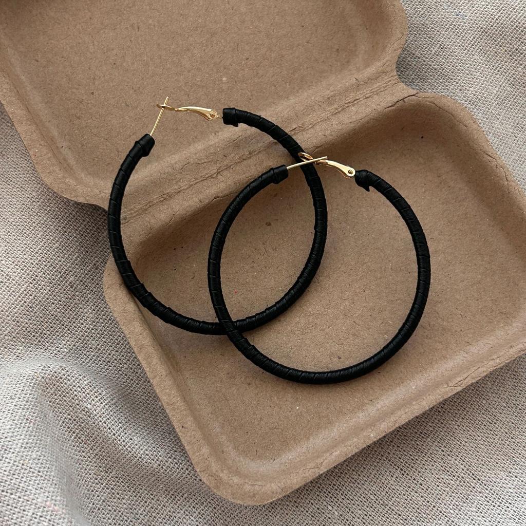 Vintage Leather Wrapped Earrings, Geometric Round Earrings, Fashionable And Simple, Versatile Earrings, Niche Design, Earrings, Women