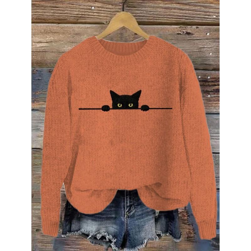 Halloween 3D Digital Print Womens Loose Fit Crew Neck Sweatshirt Soft Comfortable Casual Streetwear