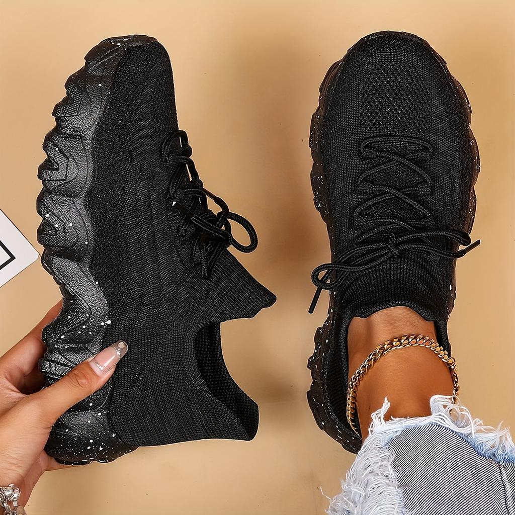 Women's Simple Plain Lace-Up Low Top Sneakers, Casual Comfortable Breathable Lightweight Sports Running Shoes, Women Shoes