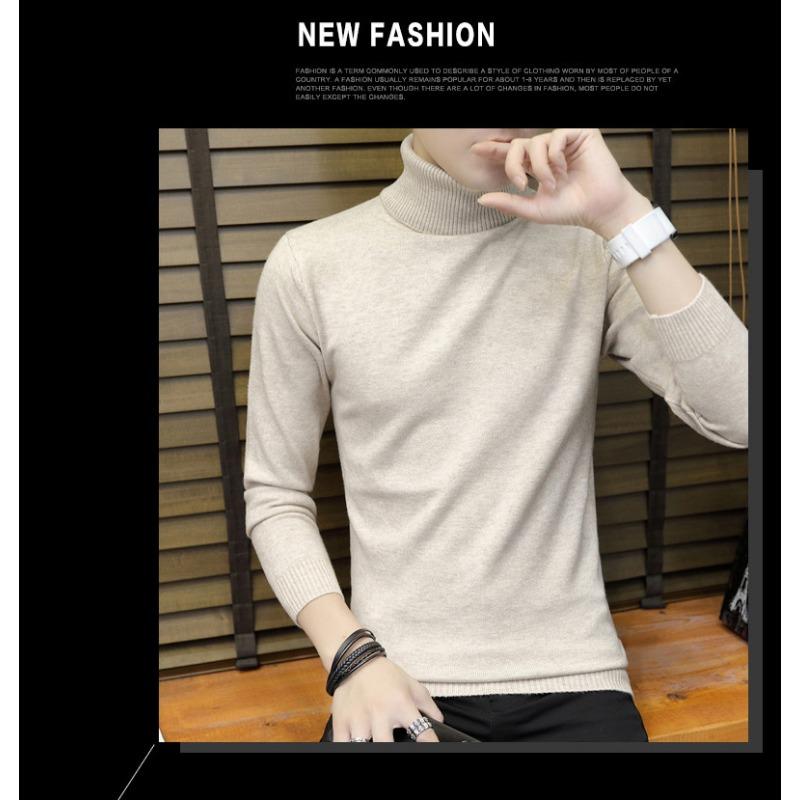 Men S Slim Fit Solid Color Turtleneck Long Sleeve Knit Sweater Winter