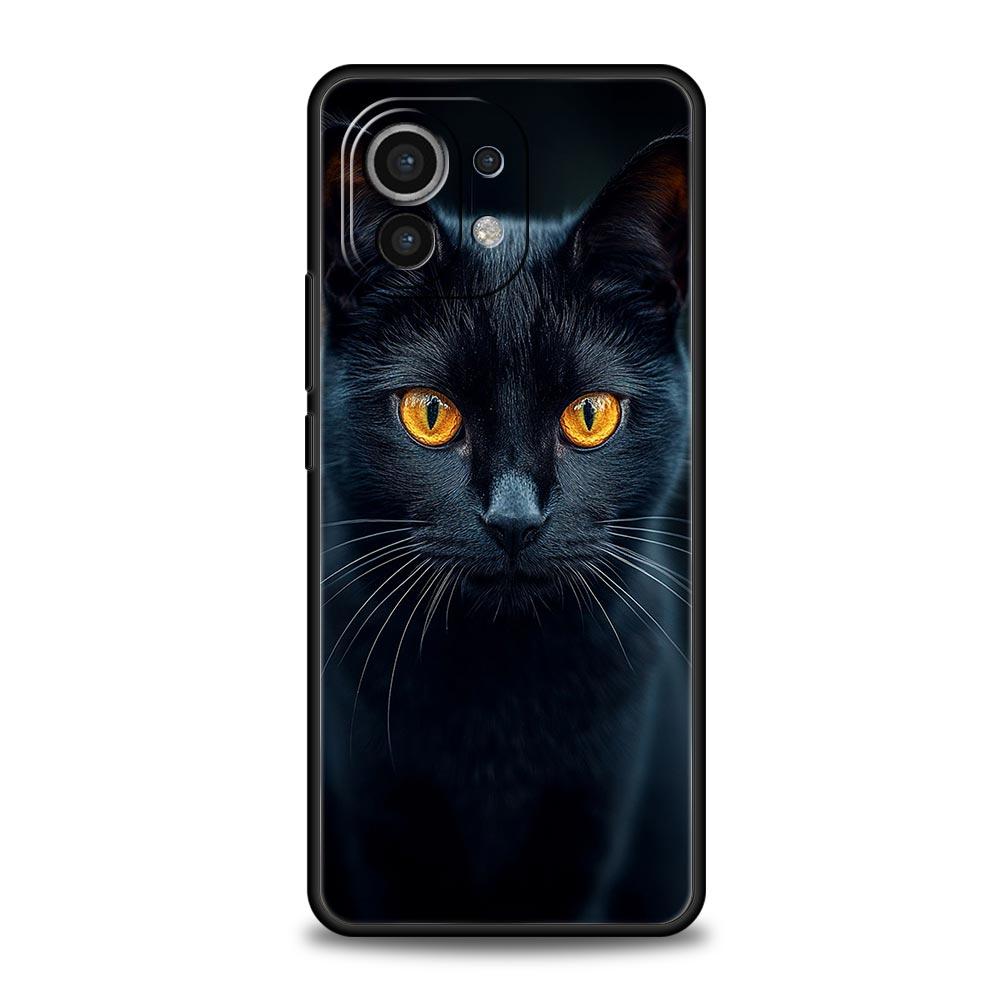 Phone Case For Xiaomi Mi 15 14 14T 13T 12T Pro 12 13 11 Lite 5G 11T X6 X5 Pro Soft TPU Cover Black Cat