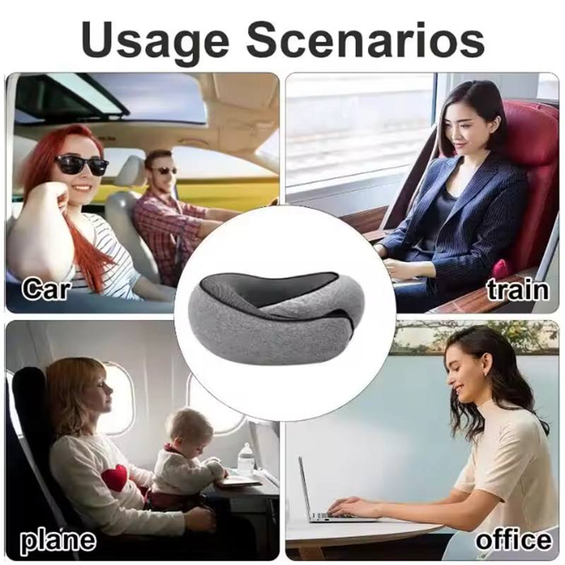 Travel Neck Pillow Memory Foam U-shaped Pillow Snail Style Travel Neck Support Portable Adjustable Soft Noon Break Sleep Pillows