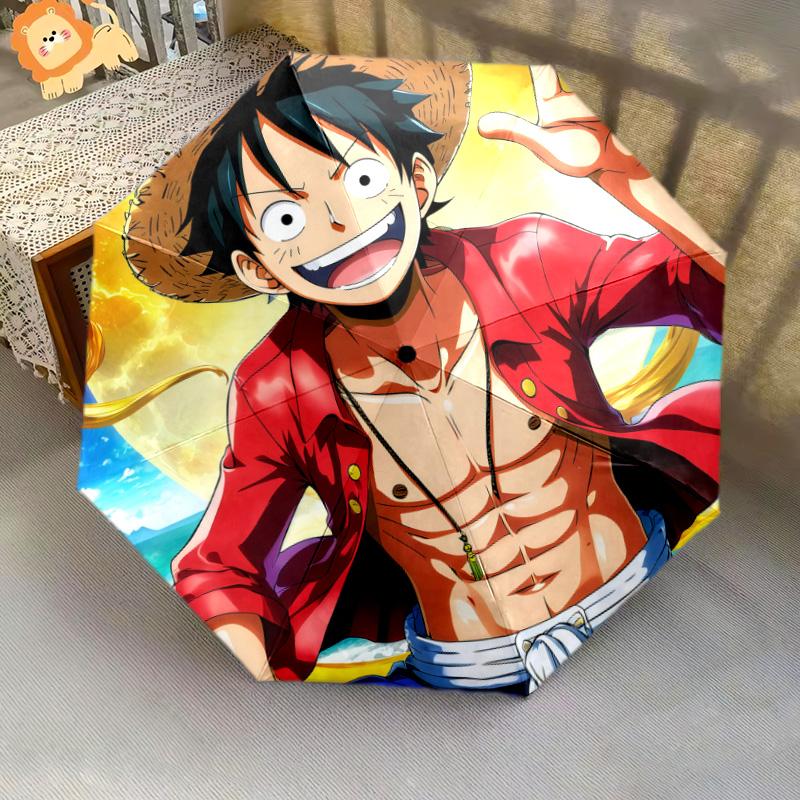1 PC Automatic Folding Umbrella - One Piece Monkey D Luffy Pattern Portable Foldable Design With 8 Ribs Christmas Birthday Gifts