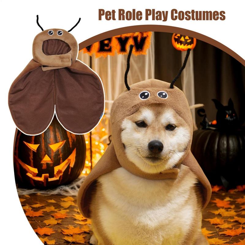 Pet Cloak Costume Cockroach Shape Cat Cosplay Cloak Adjustable Lightweight Pet Cosplay Accessories Headwear For Birthday Parties