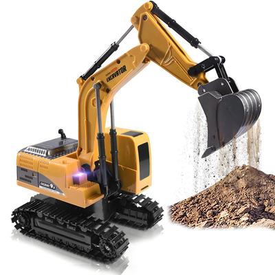 YoXinKau RC Excavator Toy, Rechargeable Construction Vehicle, Kids Toy, Boys' Gift, Birthday, Christmas
