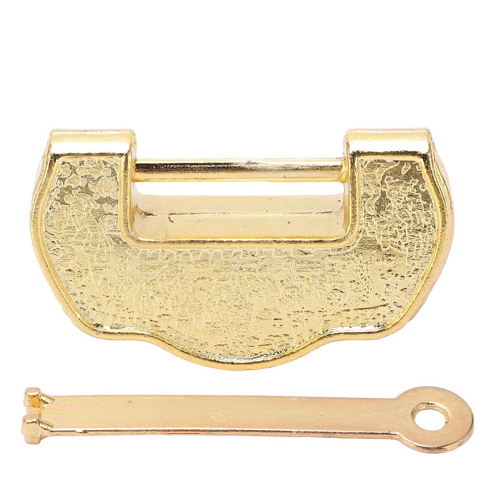 Vintage Lock Key Zinc Alloy Vintage Horizontal Open Brass Padlock with Key for Jewelry Box Suitcase