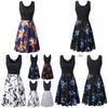 Robe d'été sans manches en coton à imprimé floral rétro pour femme, col rond, style vintage