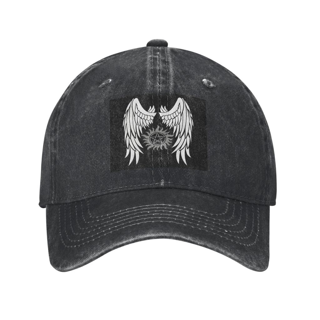 Supernatural Wings And Logo Washed Denim Cap Casual Baseball Caps Adjustable Hat Summer Unisex Baseball Hats