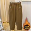 Pure Cotton Fleece/Unlined Harem Pants: Plus Size, Loose Fit, Slimming Carrot Style