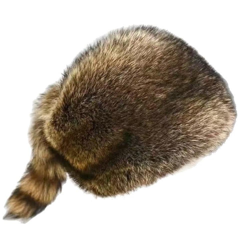 Raccoon Tail Ear Protection Hat Thickened Flat Top Cap High-quality Winter Cap