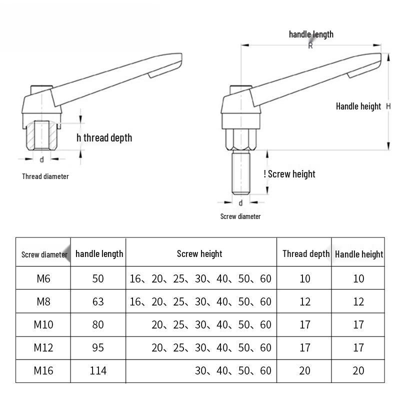 Adjustable L-Shaped Clamping Handle with M6*16-70 Screw