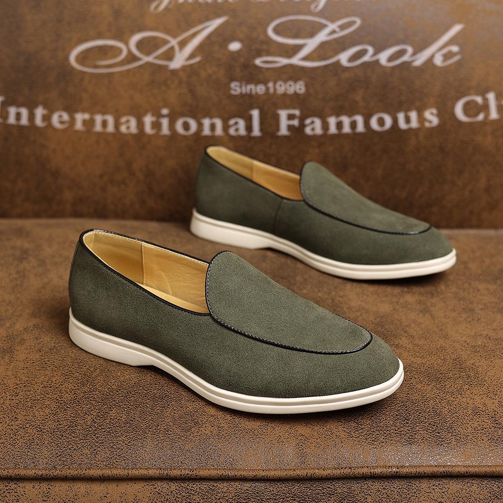 Fashion Men's Suede Leather Loafers Slip-On Driving Shoes Wide Width Comfortable Non-Slip Casual Moccasins Abrasion Resistant Fashion