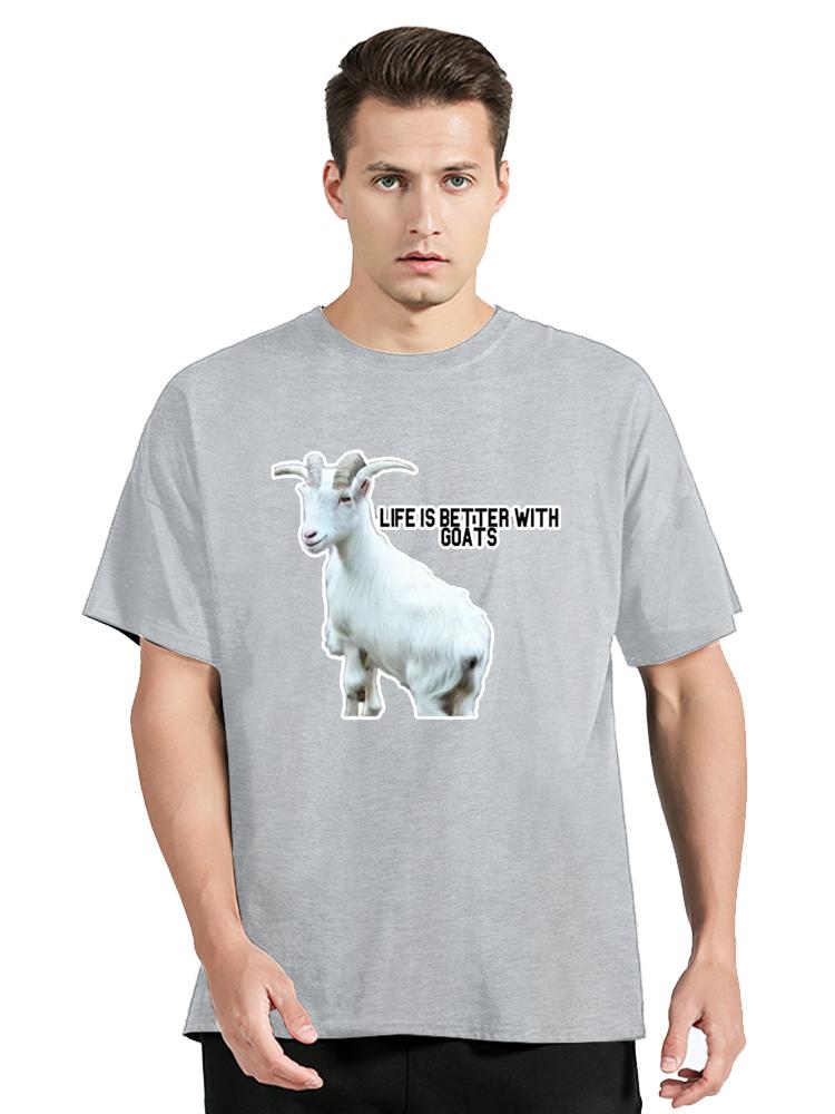 Das Leben ist besser mit Ziegen Herren Grafik T-Shirt Ziegenliebhaber T-Shirt Kreativ Hipster Gothisch Männlich Hip Hop Oberteile Kleidung Übergroß