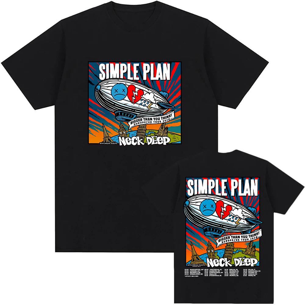 Bigger Than You Think! Tour 2026 T-shirt Simple Plan Band Heavy Mental Tshirts Cotton Summer Unisex Streetwear Short Sleeve Tops XS