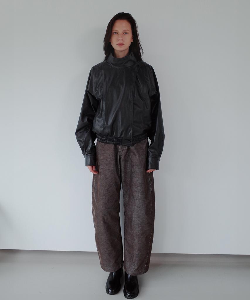 Gilyeong Denim Corduroy Barrel Pants_Brown