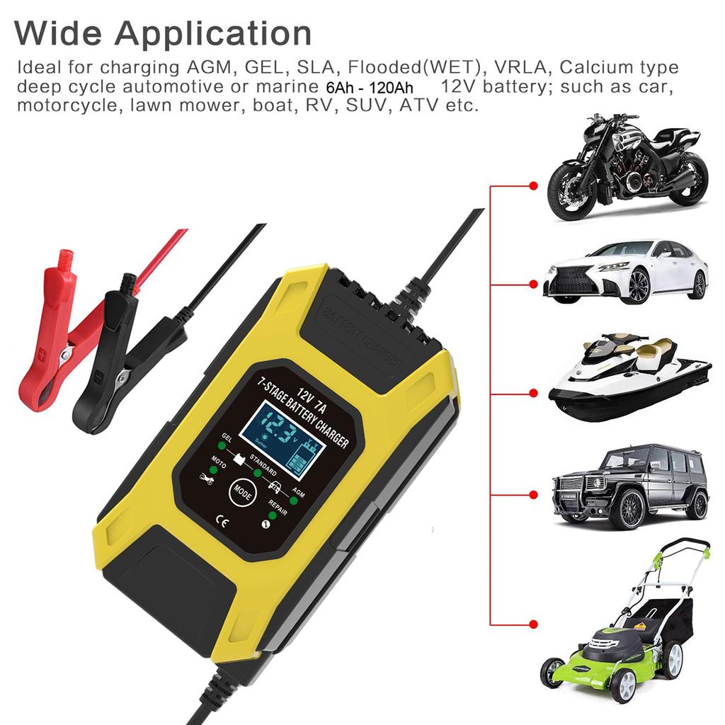 thumbnail image 2 of Cargador De Bateria De Carro Portatil Trolling Motor Vemote Trickle Battery Charger Maintainer, 12V / 6V Automatic Smart Battery Charger For Automotive Car Motorcycle Lawn Mower Marine Boat RV ATVs D Batteries 2 of 14