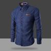 Pring Autumn Men's Casual Shirt Slim Fit Denim Shirts Long Sleeve Tops