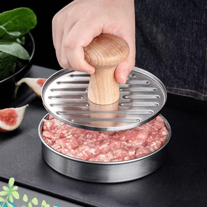 Round Burger Press Stainless Steel Stuffed Burger Press With Handle Stuffed Burger Patties Beef Press Mould Kitchen Accessories onesize
