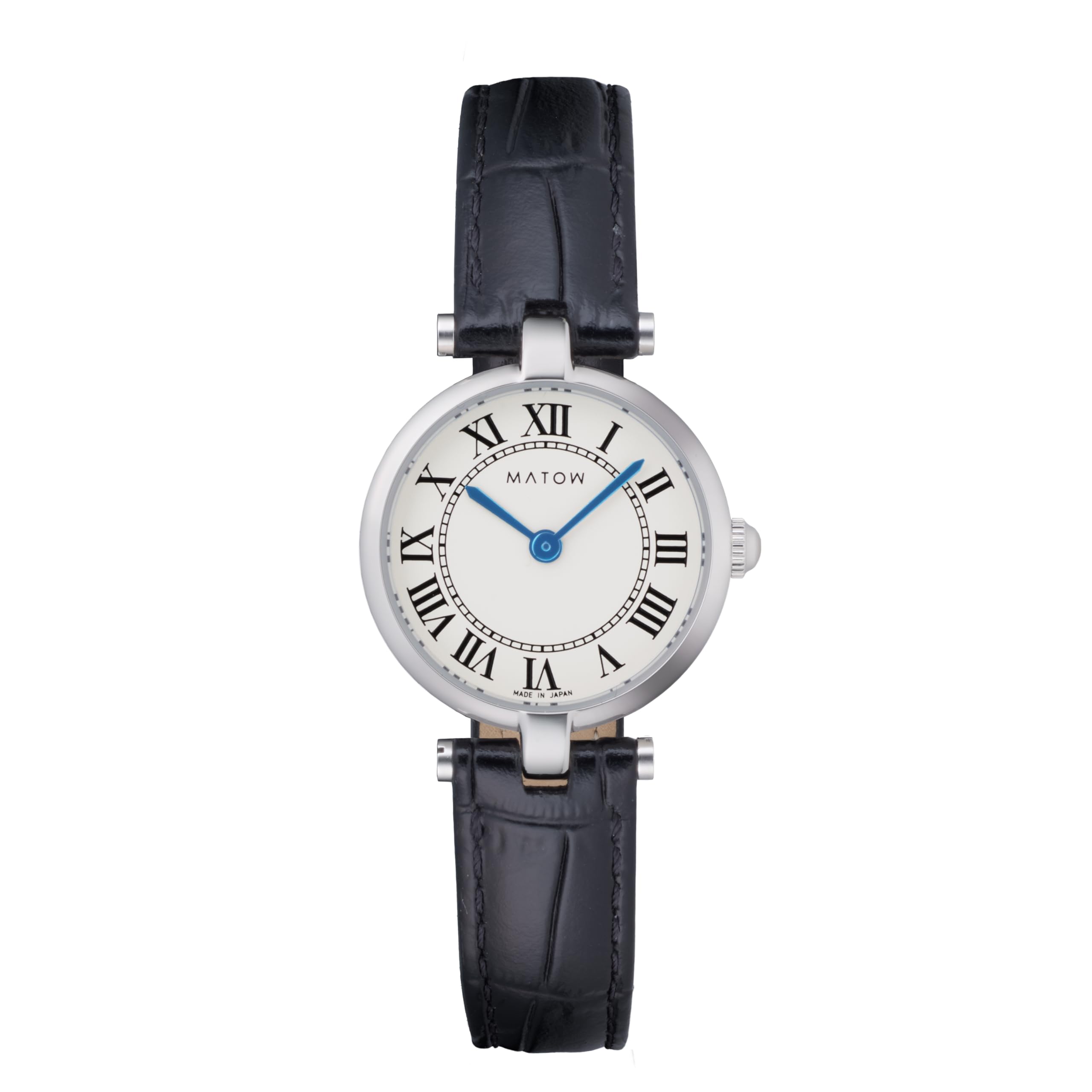 Authorized Dealer Matow Watch Aura Round Silver Black Leather mw008001 [MATOW] Women s