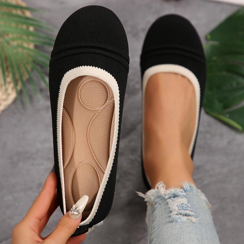 Runder Kopf große Größe fliegendes Gewebe Frühling und Sommer neu flaches Netz atmungsaktiv Doudou Schuhe