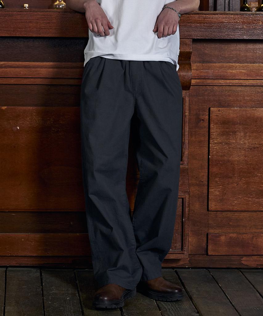 MAGOODGAN Farburn 4419 Linen-Like Wide Fit Dark Gray Elastic Waist Easy Pants