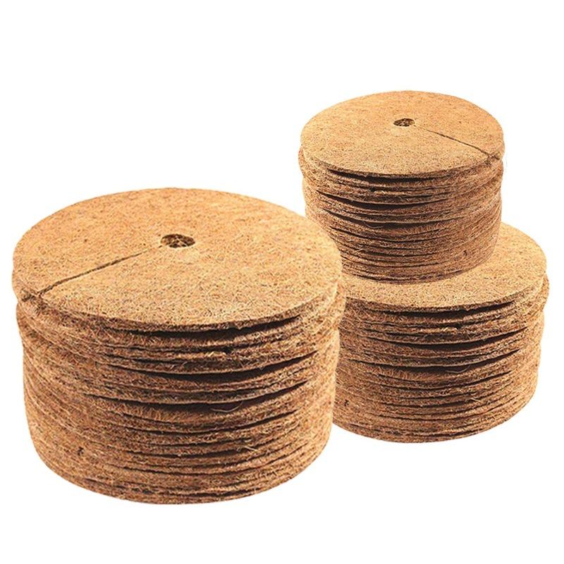 5pcs Horticultural Flowerpot Anti Grass Mat, Circular Coconut Palm Flat Mat, Tight Coconut Clothing Root Protection Breathable Pad