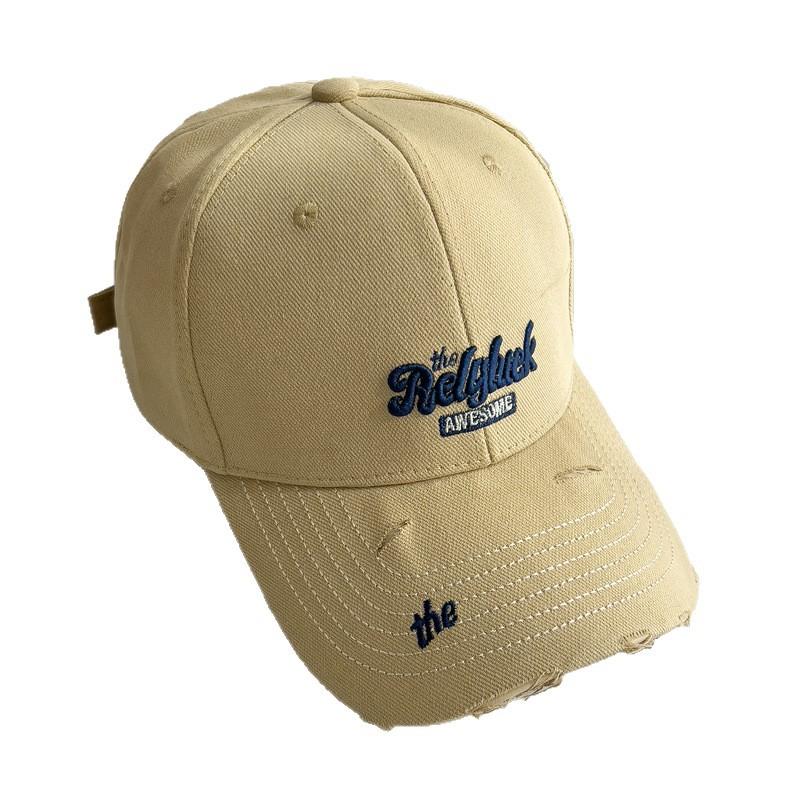 Korean Style Letter Embroidery Wash Ripped Soft Top Baseball Cap for Men and Women High-quality American Baseball Cap Showing Small Face