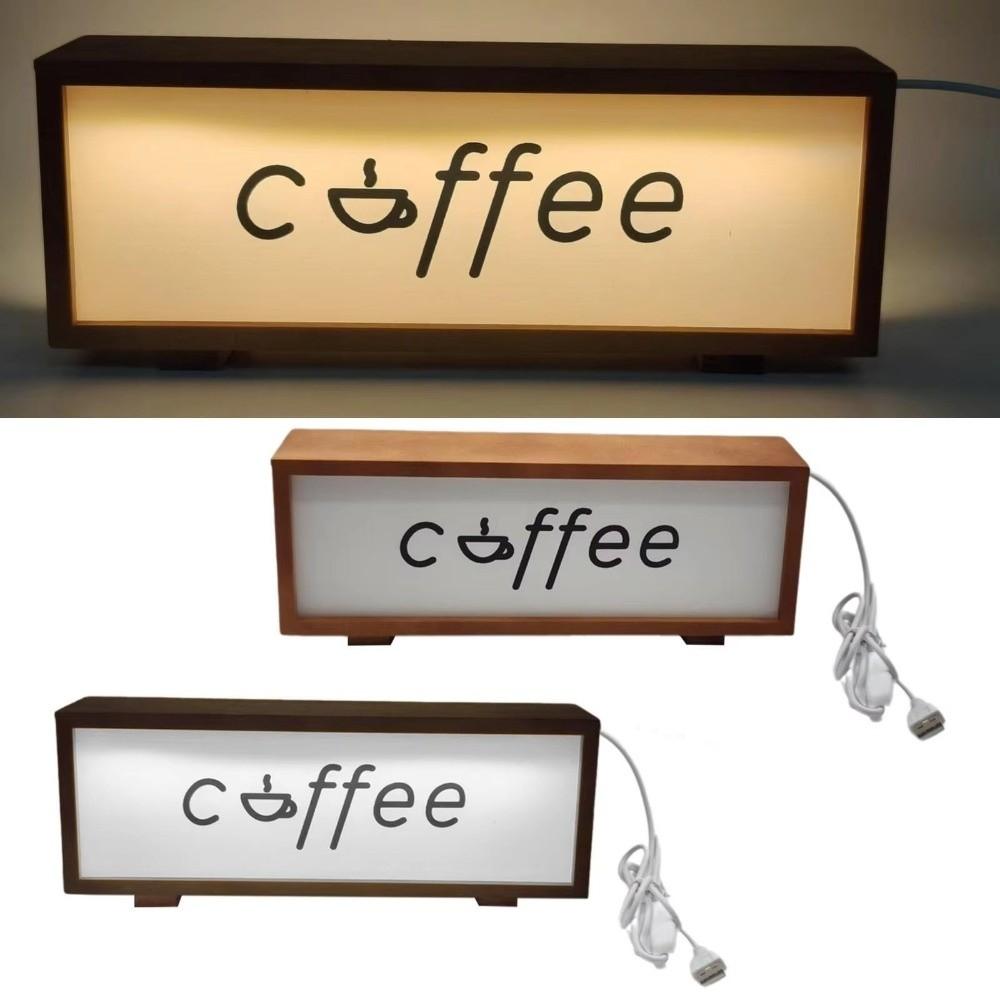 New LED Mood Desktop Light Coffee Wooden Atmosphere Light USB Table Lamp Birthday Gift