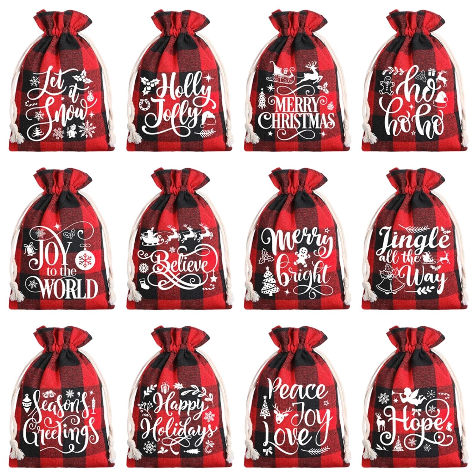 

12 Pc Party Gift Bags, Linen Packaging Bags, Christmas Bundle Bags One Size