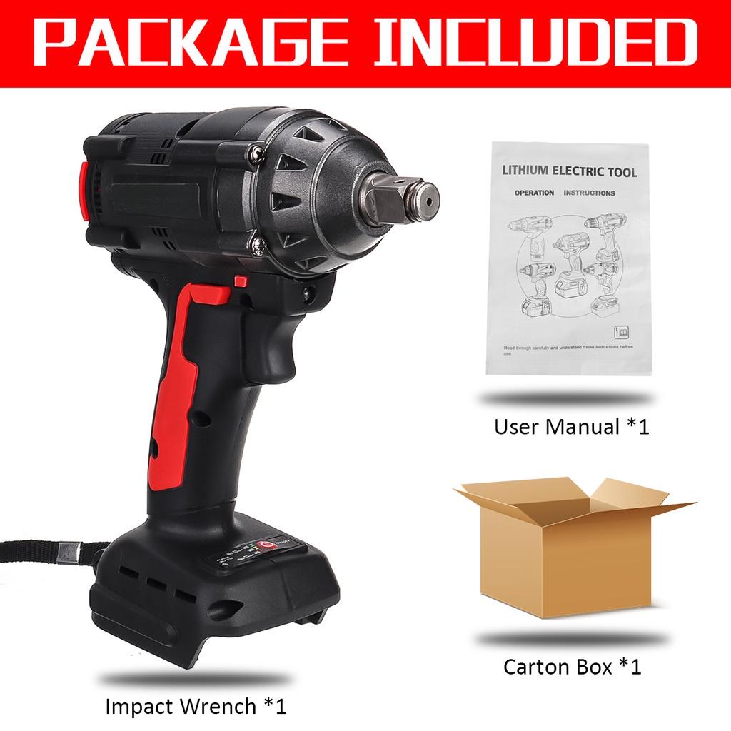 AC 110-240V 520NM 1/2 Inches Max, Brushless Impact Wrench 288VF Li-ion Electric Wrench with 2 Batteries for Battery
