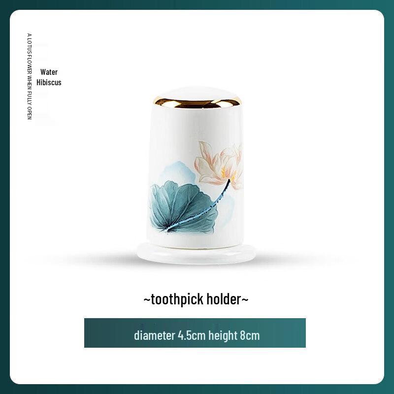Elegant Ceramic Lotus Toothpick Holder with Hand-Painted Gold Accents