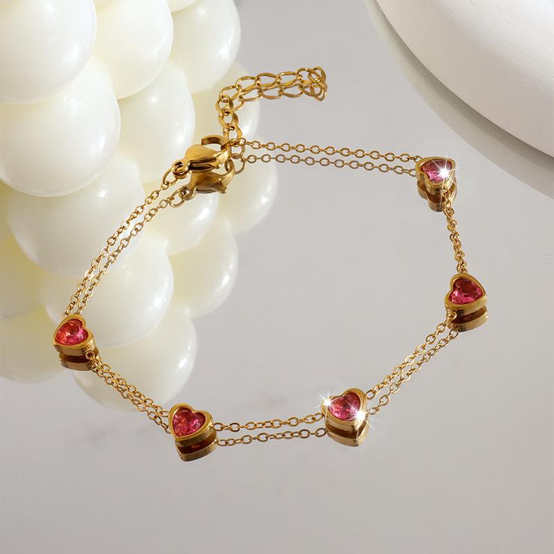 

Красный браслет любви, роскошный, высококлассный, не выцветающий браслет любви, браслет из нержавеющей стали, браслет с цирконом, браслет из титановой стали GOLD