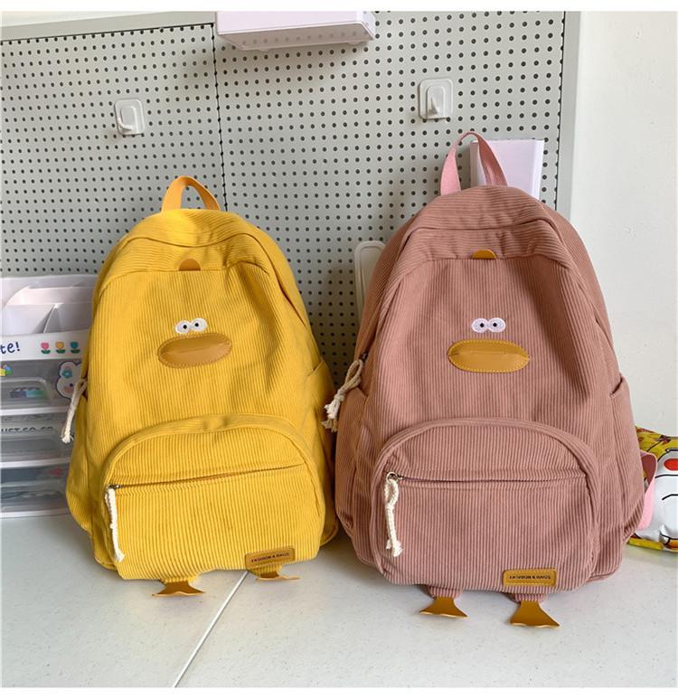 Cute Cartoon Velvet Duck Backpack For Girls Breathable School Bag High School Korean Style Shoulder Bag