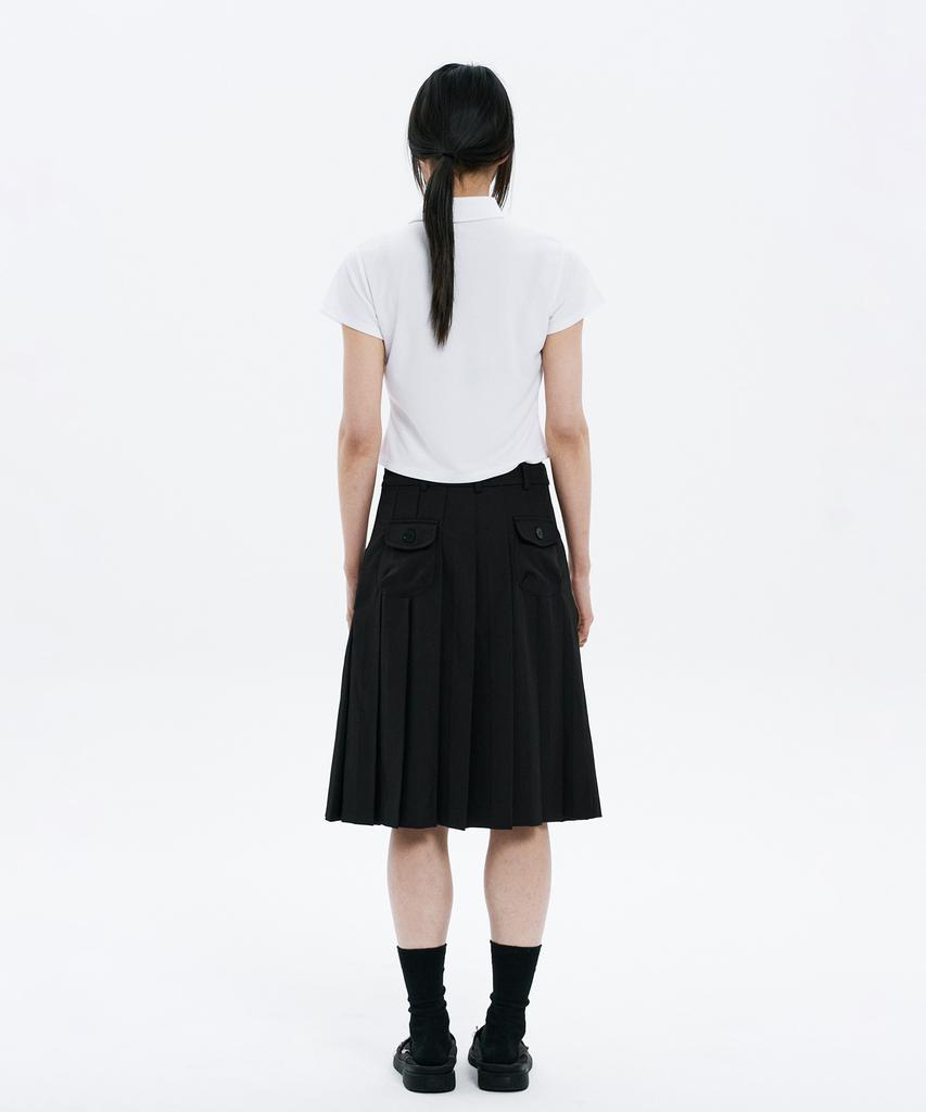 Hanahi Low Pocket Pleated Skirt Black