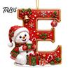 Indoor Holiday Decorations Cute Snowman Letter Christmas Ornament, 2D Flat Personalized A-Z Alphabet Gifts for Family Friends Acrylic Hanging Pendant