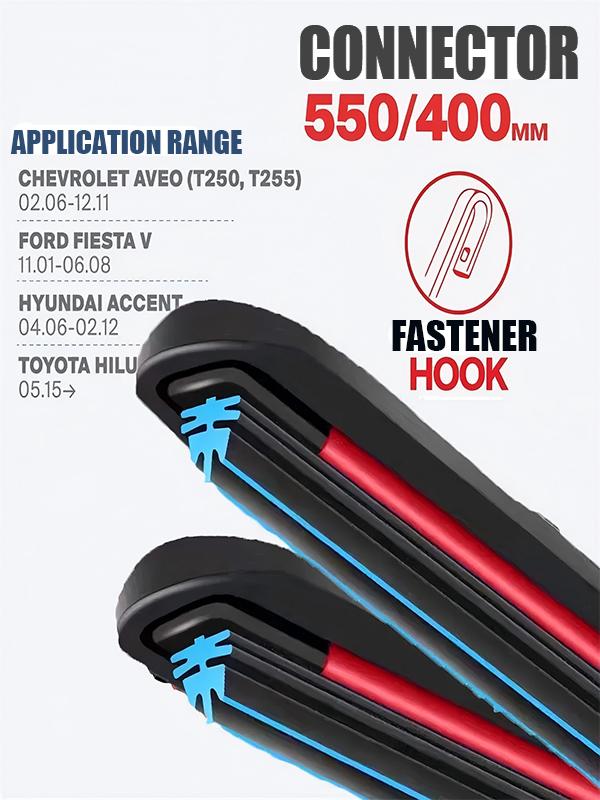 Hook Wiper Blades 550/400mm (22 +16 ) for Chevrolet Aveo, Ford Fiesta V, Hyundai Accent, Toyota Hilux