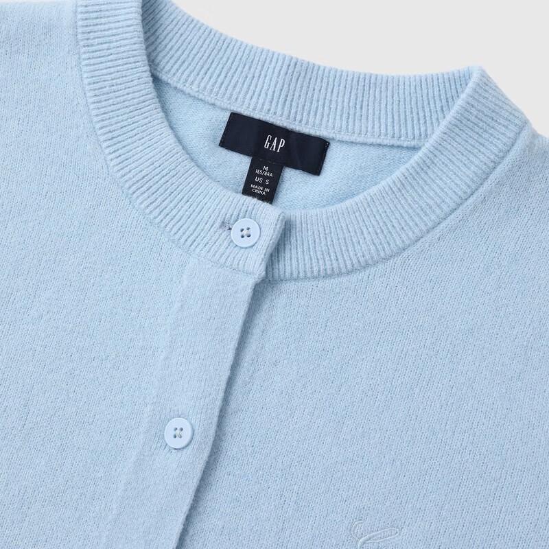 Gap Women's 2025 Fall Embroidered Logo Fitted Round Neck Soft Knit Cardigan